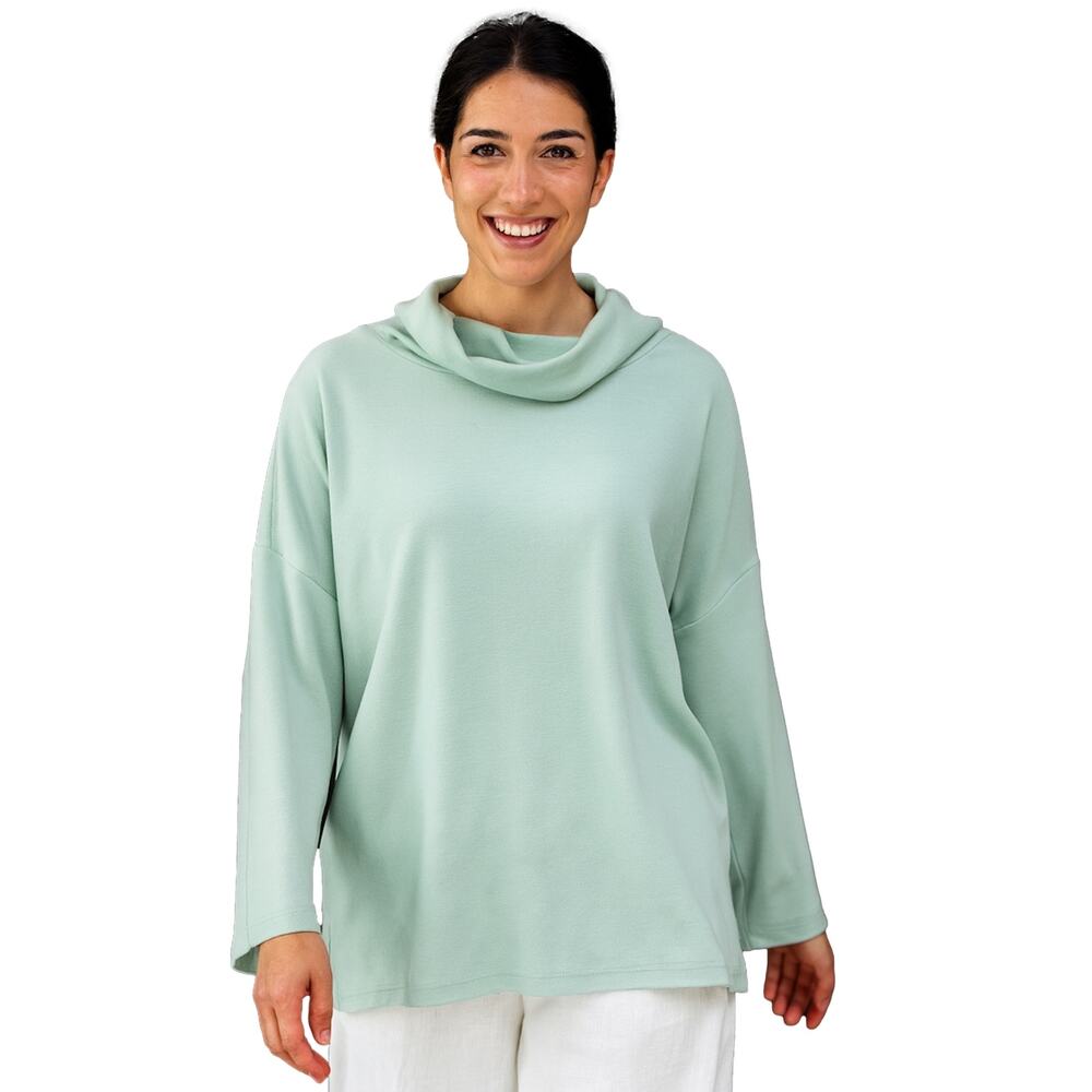 Ann Taylor Sweater Women's L Pastel Mint Green Cowl‎ Neck Soft Cozy Cottagecore